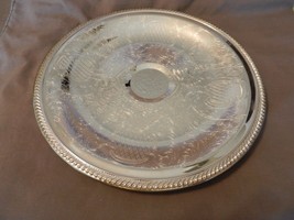 Vintage International Silver Co. Round Serving Platter Engraved, Scroll ... - $100.00