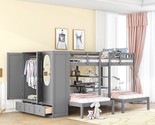 Twin&amp;Twin Triple Bunk Bed With Large Wardrobe, Drawers And Shelves Stora... - $1,213.99