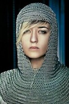 Aluminum Chain Mail Hood V-Neck ( chainmail coif ) re-enactment / larp / sca F1 - £69.51 GBP