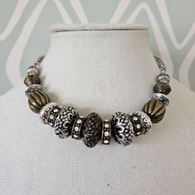 Premier Designs ISABELLA Silver & Bronze tone Beaded Necklace - $17.81
