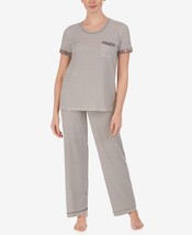 Cuddl Duds Womens Printed T-Shirt &amp; Straight-Leg Pant Pajama Set,Grey,X-Large - £35.50 GBP