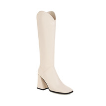 V-Port Boots With Side Zipper Ultra-High Tapered Thick Heel Women&#39;s Knee-Length  - £62.72 GBP