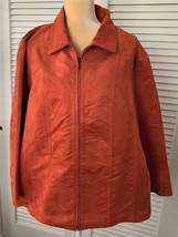 Vintage Bon Worth Ladies Faux Suede Zip Up Orange Jacket Size XL Petite - £4.67 GBP
