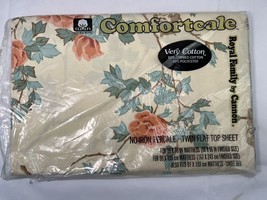 Vintage Cannon Royal Family Twin Flat Top Sheet Retro Heavenly Flower NOS - £17.68 GBP