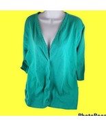 Womens Jacket Shirt Denim & Co Turquoise Blue 3/4 Sleeve Snap 3XL Shacket - $11.30