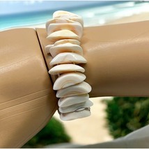Faux Shell Stretch Bracelet Vintage Beach Surf Tribal - $11.95