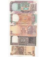 Inde, 10 Rupees Set 5 Tout Différentes Signe Old Issues Billets de Banque - $16.83