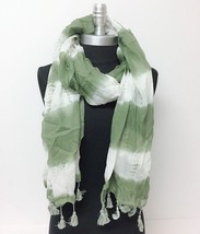 Women Long Printed tie-dye with marled tassels Chiffon Scarf Wrap Shawl Green - £5.42 GBP