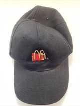 VINTAGE McDonalds Hat Cap Snap Back Black Embroidered Logo Mens 90s Employee 90s - £19.56 GBP