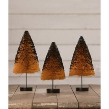 NEW 2021 Bethany Lowe S/3 &quot;Orange Bottle Brush Trees With Black Glitter&quot; LC0719 - £40.30 GBP