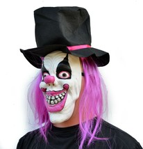 Halloween Womens Clown Mask Costume Party Mask with Hair Killer Top Hat Clown - £12.76 GBP