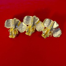 Vintage Gold Tone Three Elephant Head Family Brooch Pin, Rhinestone Eyes - £21.90 GBP