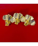 Vintage Gold Tone Three Elephant Head Family Brooch Pin, Rhinestone Eyes - £21.80 GBP