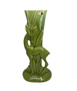 Royal Haegar Gazelle Vase 15&quot; Green Stickered Boho Chic Vintage Deer Cou... - $92.12 CAD
