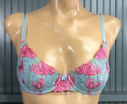 Blue and Pink Impressions Floral 34B Strap Sexy Bra Brassiere - £8.15 GBP