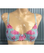 Blue and Pink Impressions Floral 34B Strap Sexy Bra Brassiere - £8.55 GBP