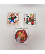 Jasco 3 Christmas Ceramic Tile Trivet Wall Hanging Coasters  Holiday - £11.84 GBP