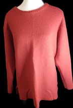 Carolyn Taylor Cardigan L Wool Blend Red Slit Sides - £7.04 GBP