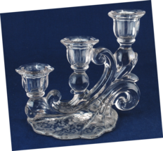 Cambridge Chantilly 3-Light Candle Holder Candlabra Elegant Etched Glass Exc - £23.51 GBP