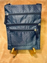 Multi-Zip Pocket Navy Blue Nylon Crossbody w/Adjustable Strap - $14.85