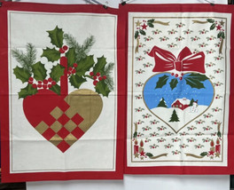 VINTAGE CHRISTMAS DECORATION HEARTS WHITE RED GREEN COTTON KITCHEN TEA T... - $25.81