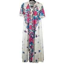 Vintage Village Fair Size S/M Floral Robe 70&#39;s Kaftan House Dress - £43.60 GBP
