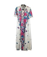Vintage Village Fair Size S/M Floral Robe 70&#39;s Kaftan House Dress - £43.58 GBP