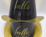Lot Of 2 Beistle &#39;Hello New Year&#39; Paper Top Hat, Gold/Black, Age 14+ - $12.86