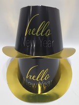 Lot Of 2 Beistle &#39;Hello New Year&#39; Paper Top Hat, Gold/Black, Age 14+ - £10.28 GBP