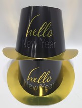 Lot Of 2 Beistle &#39;Hello New Year&#39; Paper Top Hat, Gold/Black, Age 14+ - £10.11 GBP