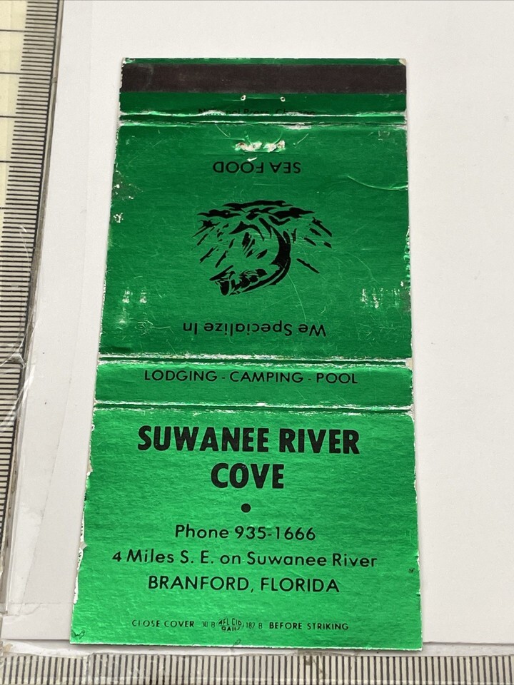Matchbook Cover  Suwannee River Cove Seafood  Branford, Florida  Unstruc... - $12.38 Matchbook Cover  Suwannee River Cove Seafood  Branford, Florida  Unstruc... - $12.38