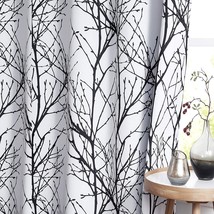 Fmfunctex Black Branch Window Curtain Panels 96 Inch Long Thermal Insulated - £44.75 GBP
