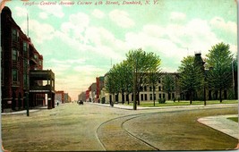 1908 Postcard Central Avenue Corner 4th Street Dunkirk NY w Dwiggins MS Cancel - £8.38 GBP