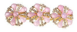 Caravan Pink Rose Design on French Automatic Barrette of Swarovski Rhinestone - £19.33 GBP