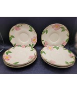 6 vintage Franciscan Desert Rose Coffee Saucers 3 California 3 TV screen 6&quot; - £11.71 GBP