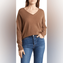 Skull Cashmere Tulsa V-Neck Cashmere Sweater, Size Medium, Brown/Brown, Nwt - £123.61 GBP