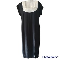Vtg Virgo II Black Dress Ivory Collar 12 - £38.15 GBP