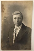 Handsome Young Man Square Jaw RPPC ID&#39;d on Back AZO Dapper Boy - £7.83 GBP