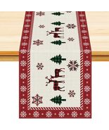 NEW Reindeer Christmas Tree Snowflake Holiday Table Runner 13 x 72 in. M... - $9.95