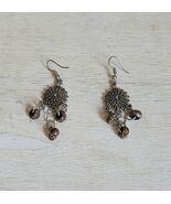 Vintage Earrings Costume Jewelry Handmade Sun Charm Art Deco B64 - $27.86 CAD