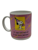 Snoopy  Peanuts Pink Happy Birthday Coffee Cup Tea Mug Willits Vintage Gift - $12.86