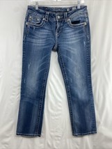 Miss Me Blue Jeans Easy Capri Size 28 Mid-Rise Denim Rhinestone Sequin - $33.24