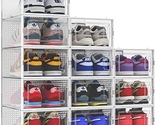 12 Pack Shoe Storage Boxes Clear Plastic Stackable Shoe Organizer Drawer... - $38.55