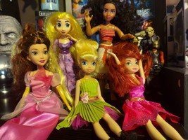 DISNEY DOLL lot of 5 - Fairies Rapunzel Tinkerbell Moana Belle - £19.88 GBP