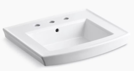 Kohler Archer 24&quot; Pedestal Bathroom Sink, 3 Holes Drilled and Overflow K235880 - £109.64 GBP