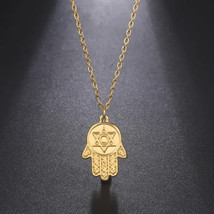 Good Luck Hamsa Star Of David or Hand Of Fatima Necklace Pendant Necklace Amulet - £9.01 GBP