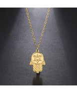 Good Luck Hamsa Star Of David or Hand Of Fatima Necklace Pendant Necklac... - £10.70 GBP