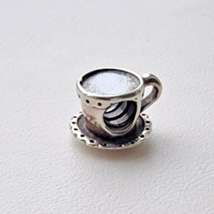 Pandora Ale Retired 925 Sterling Silver Tea Cup And Saucer Bead Charm 790361 - £23.19 GBP