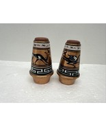 Vintage Copper Salt &amp; Pepper Shakers Set Hand Painted Ancient Greek Patt... - $155.54 MXN