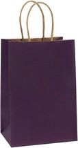100 Pcs Purple 5.25x3.75x8 Gift Bags w/ Handles Kraft Paper Bags FAST SH... - £29.31 GBP